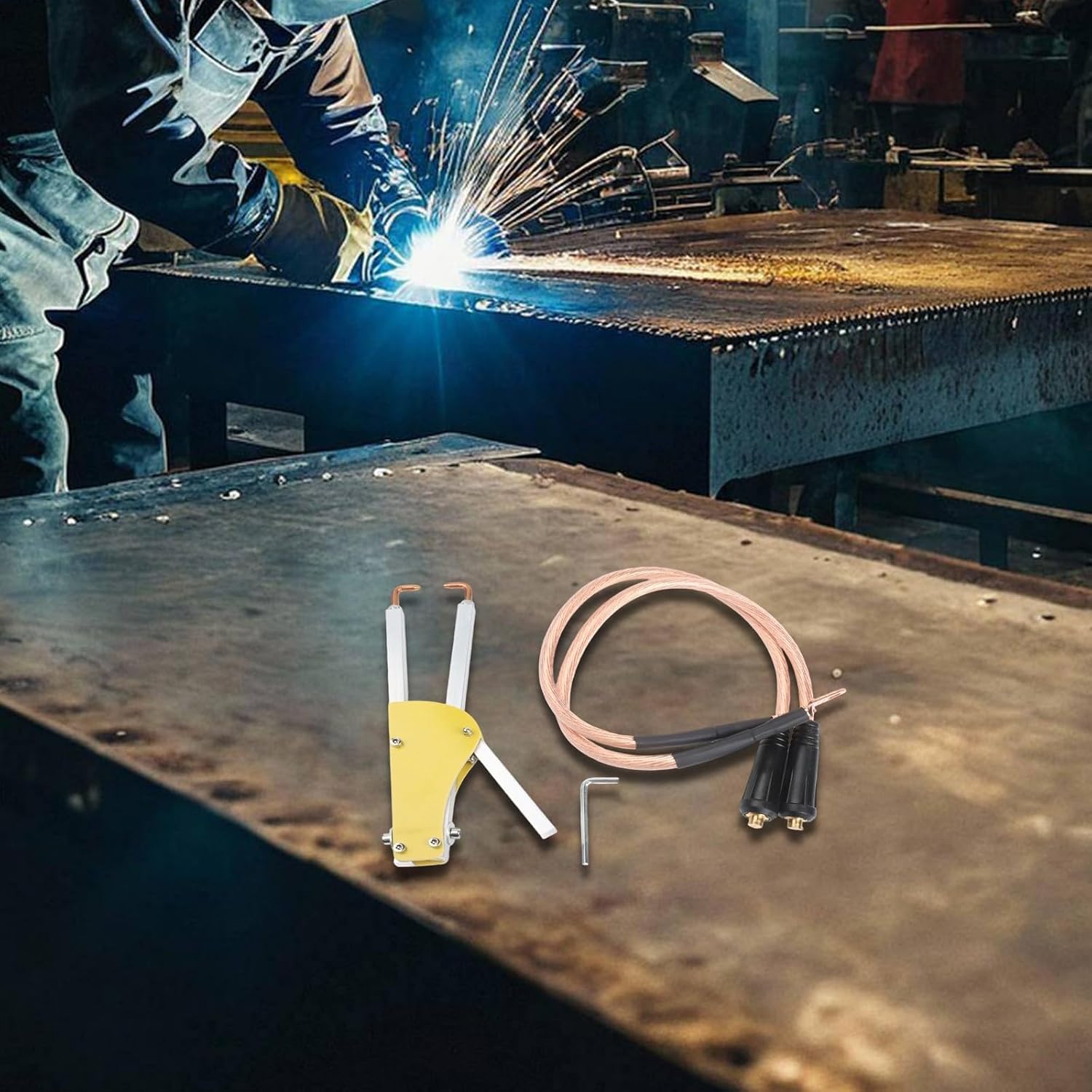 Spot Welding Pliers with Epoxy Resin Handle, for DIY Sheet Metal Repair Includes Wrench Cable for Portable Spot Welder