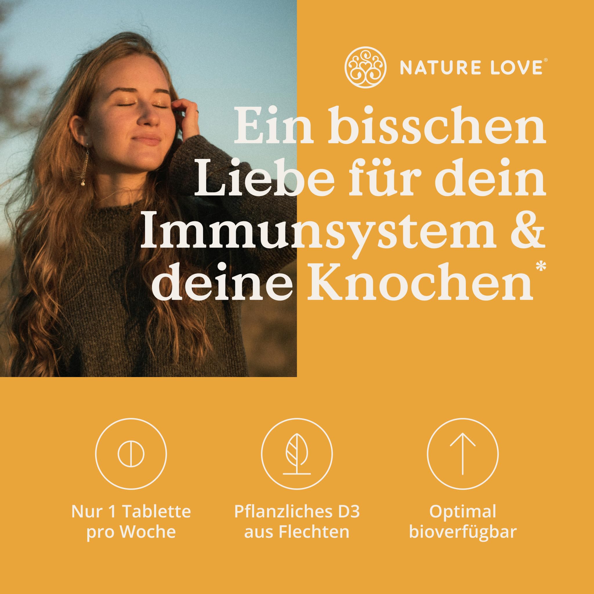 Nature Love Vitamin D3 K2 Wochendepot - 180 vegane Tabletten - 7000IE D3 + 140µg K2 pro Tablette mit >99,7% all-trans - Hochdosiert & vegan - Laborgeprüft, in Deutschland produziert
