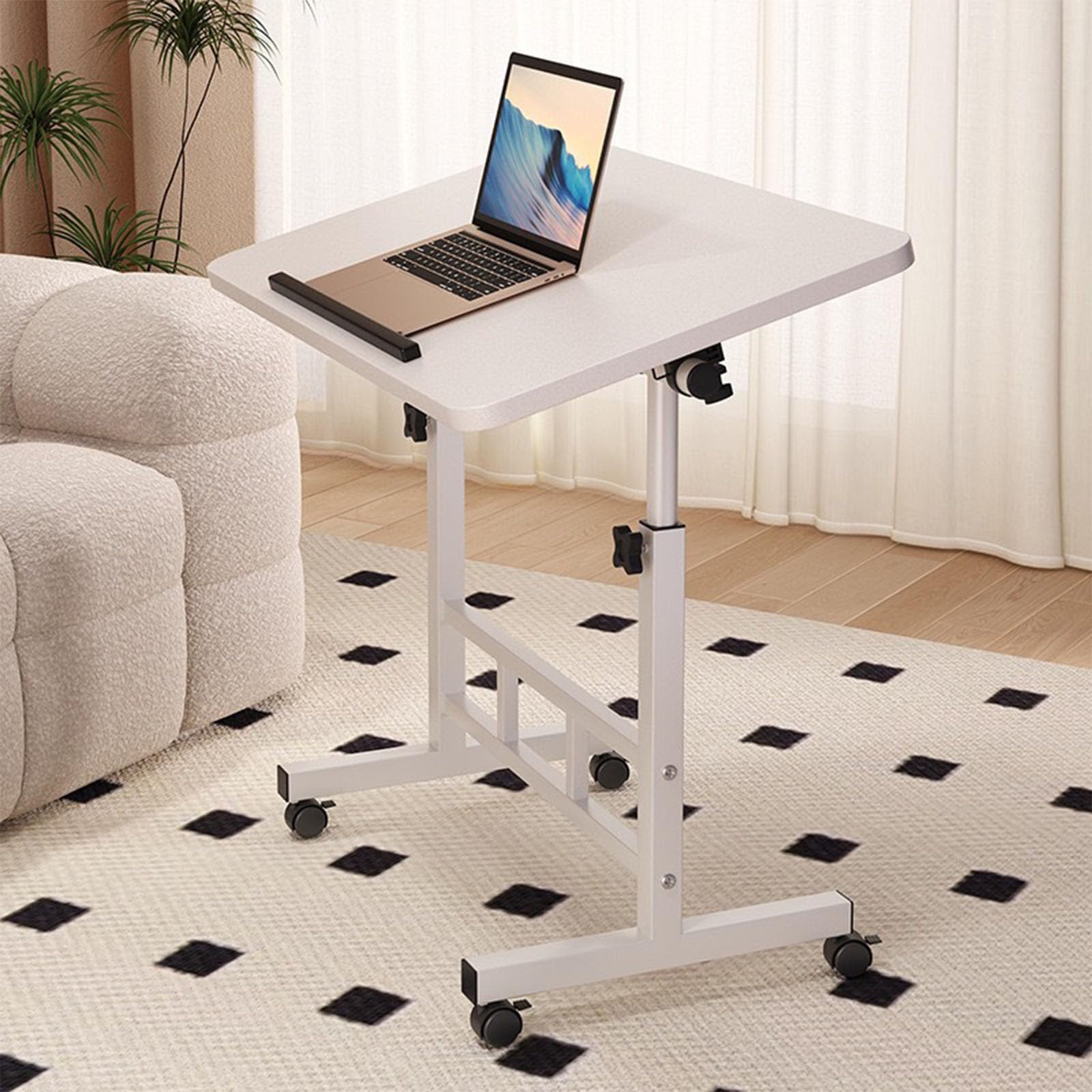 Mesa de Dibujo de Madera, Escritorio de Manualidades Con Altura Ajustable e Inclinada, Escritorio de Ordenador Con Ruedas para Mesa de Pasatiempos, Leer, Cuadro, Trabajo de Arte (Blanco, 80 x 40 cm)