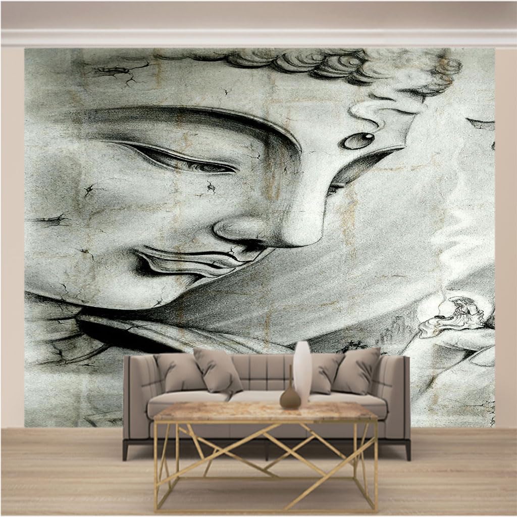 Papier peint intissé 3d grand bouddha fresque murale trompe l'oeil haut de gamme