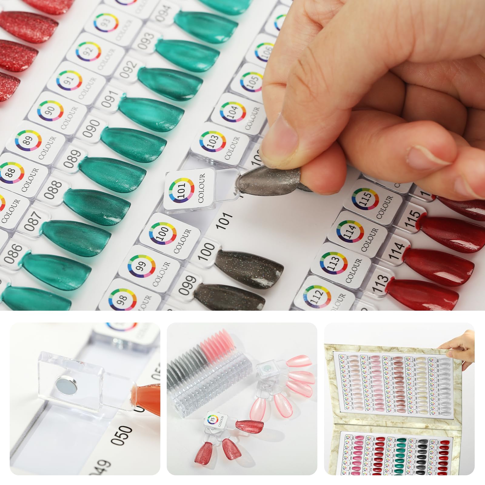 Livre d'échantillons magnétiques pour ongles, 120 couleurs d'ongles avec 120 pointes magnétiques, livre de présentation de couleurs professionnel pour salon de manucure pour un aperçu et un