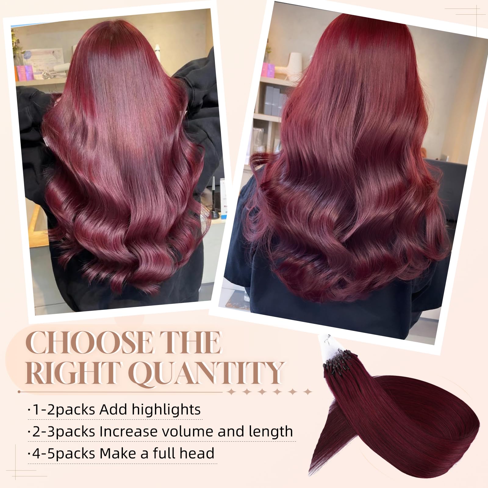 Human Hair Microbead Extensions 14 Inch Soft Glossy Long Lasting Amazon.com : MioYio Microlink Hair Extensions Human Hair 99j  main image 4
