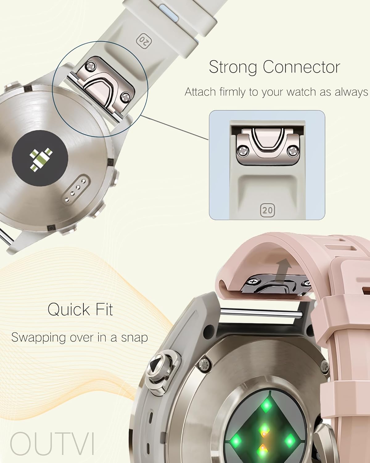 20mm Watch Band for Garmin fenix 5s plus fenix 6s fenix 7s pro quickfit 20 bands Replacement for garmin epix 2 42mm standard short strap Rose Gold women soft - Image 5