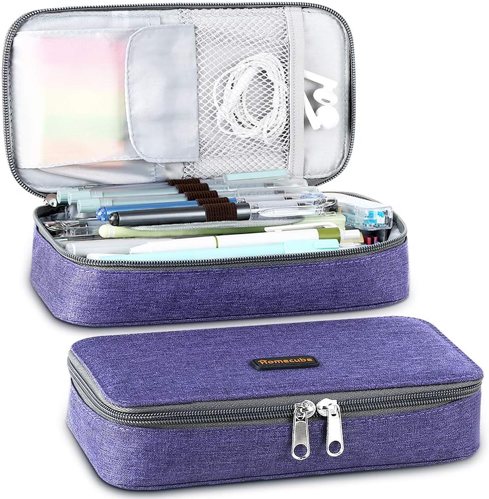 Homecube Capacious Pencil Case Marker Holder Pouch Desk Organizer Big Pencil Bag with Zipper Large Storage Box for College Middle School Office Supplies Stationery