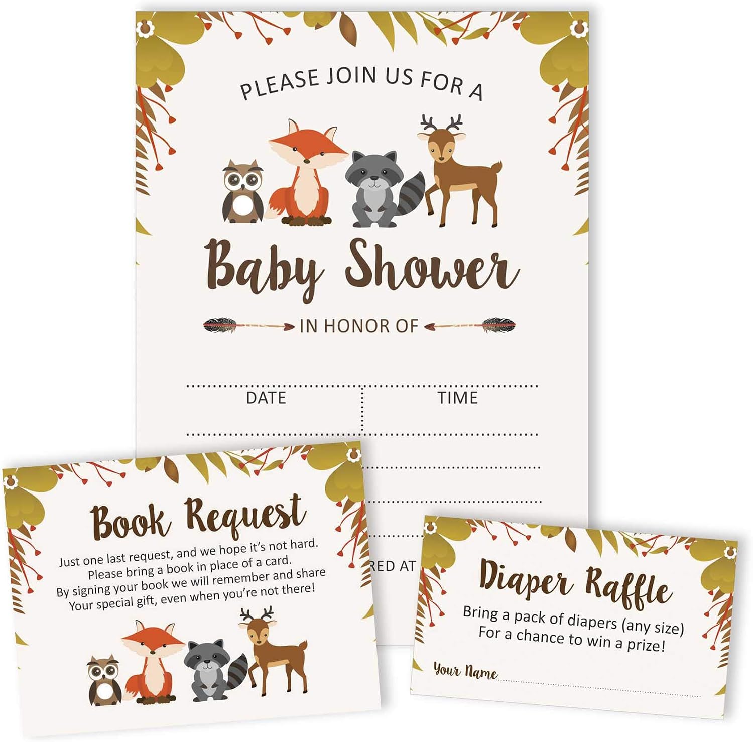 Set of 30 Jungle Animals Baby Shower Invitations-Diaper Raffle Tickets and Baby Shower Book Request Cards Gender Neutral Invites Its A Boy Its A Girl