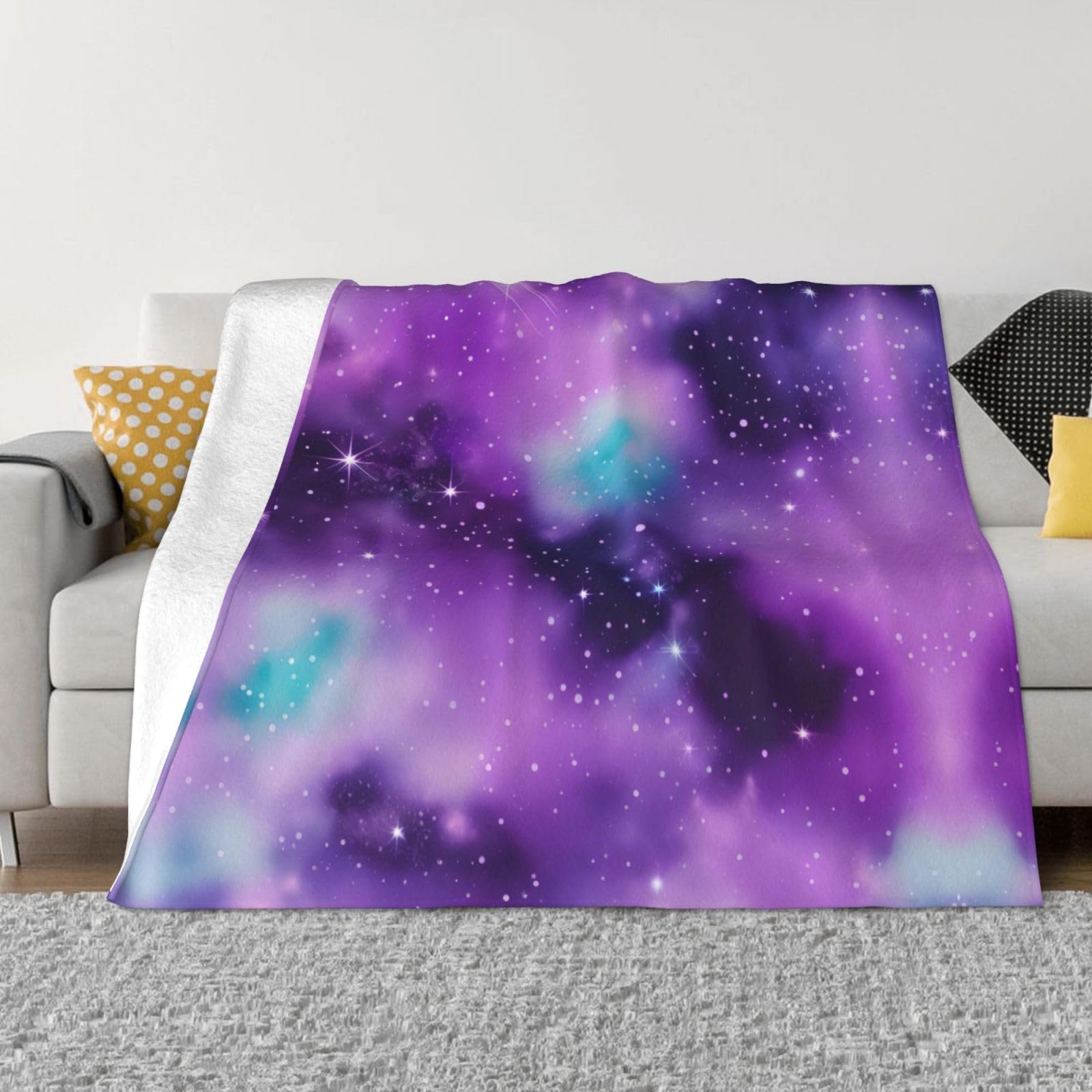 Plaid galaxie violet pour lit et camping en plein air