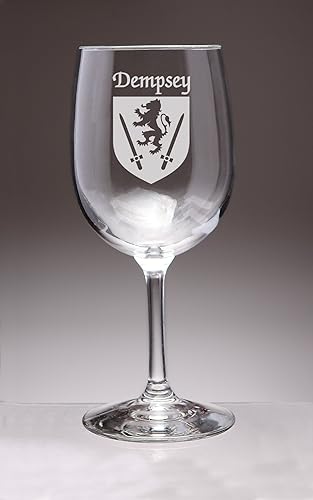 Dempsey irlandés Escudo de armas – Set de 4 copas de vino (Arena Etched)