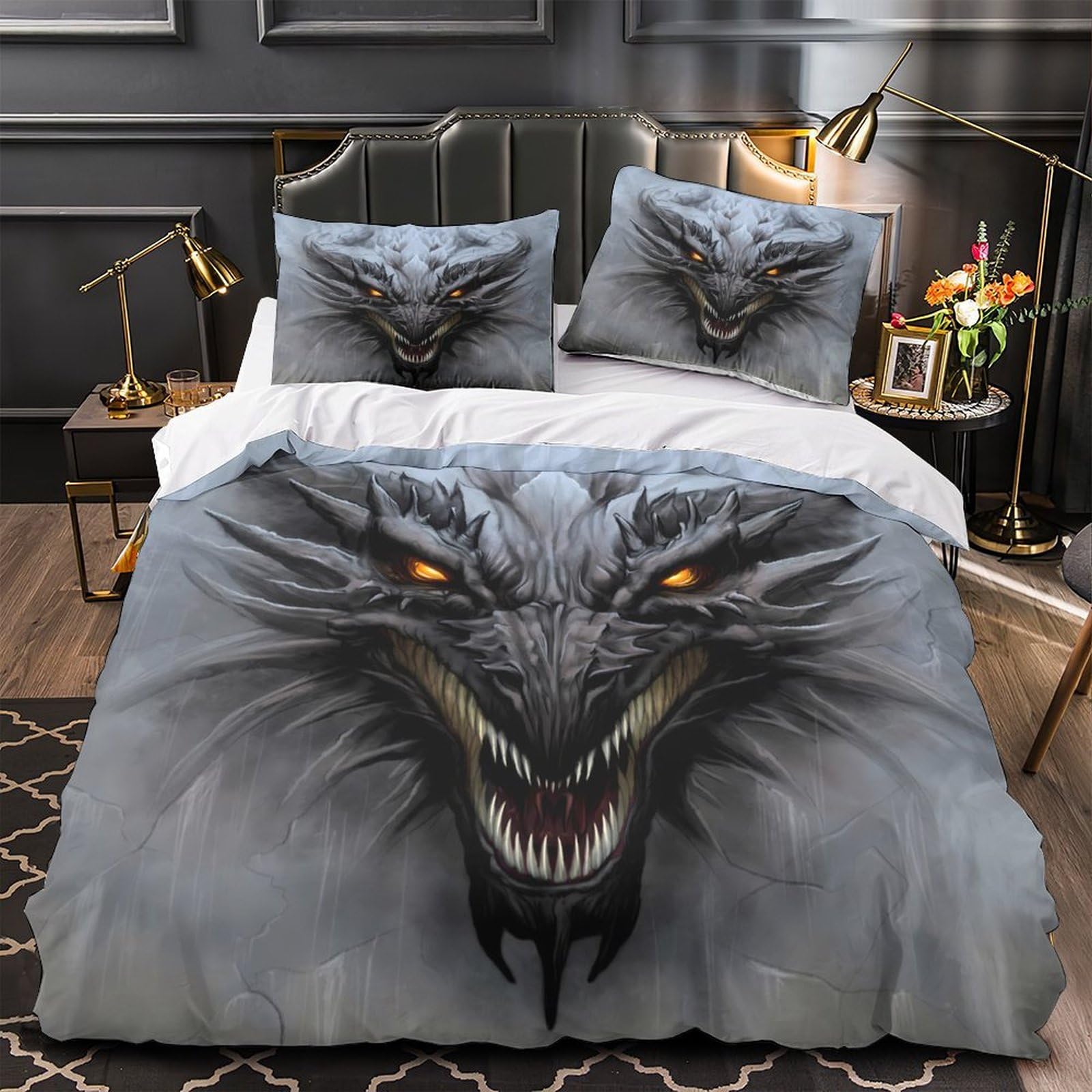 Housse de couette dragon 3D pour une chambre d'adulte fantastique