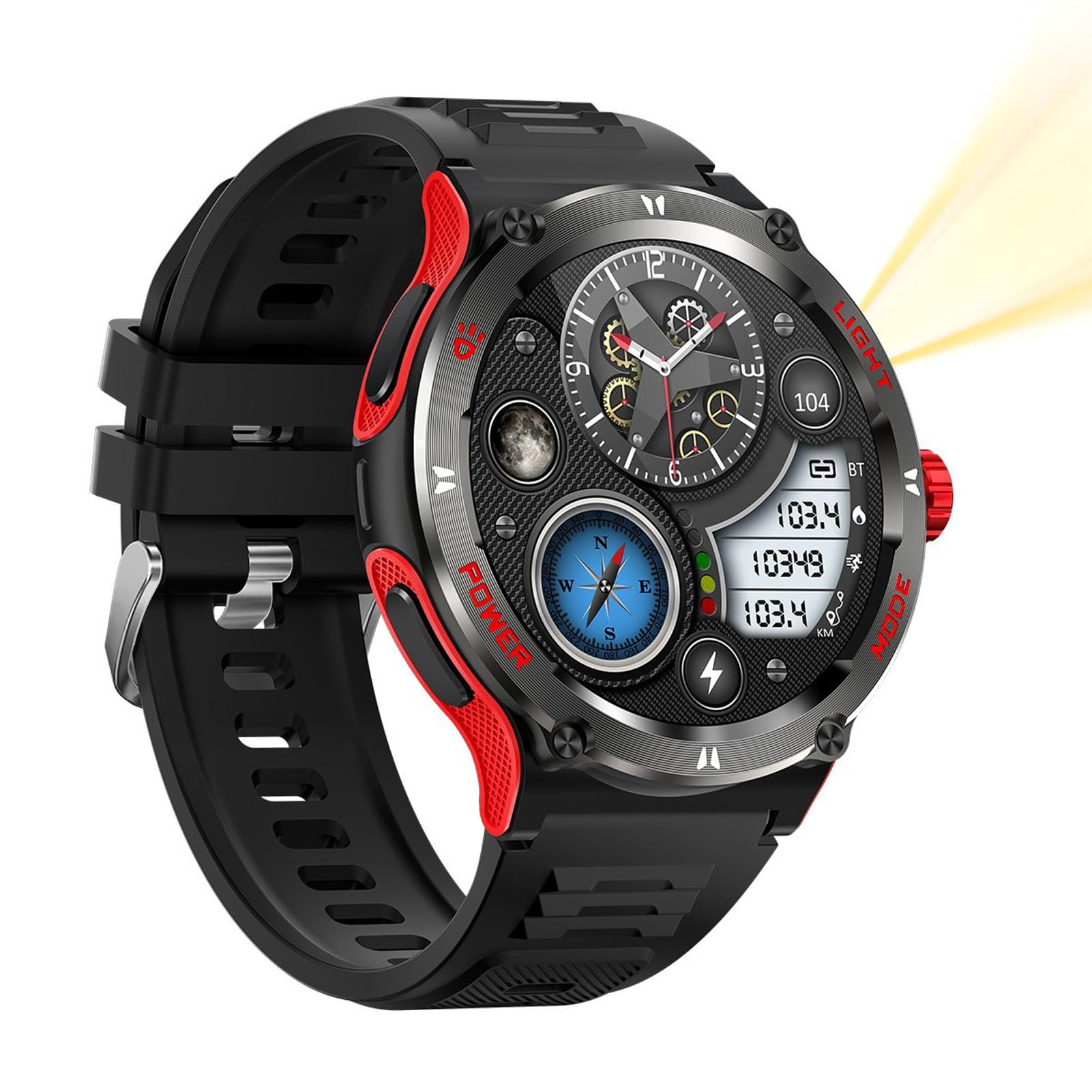 Smart Watch per Uomo e Donna, Fitness Tracker Bluetooth Impermeabile con Touchscreen da 1,53 Pollici per Sport All'aria Aperta, Escursionismo, Passeggiate, Ciclismo (rosso)