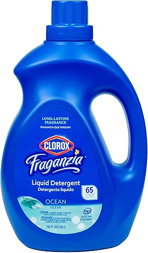 Clorox Fraganzia - Detergente líquido para ropa con aroma a océano, compatible con todas las lavadoras de carga frontal y superior, compatible con