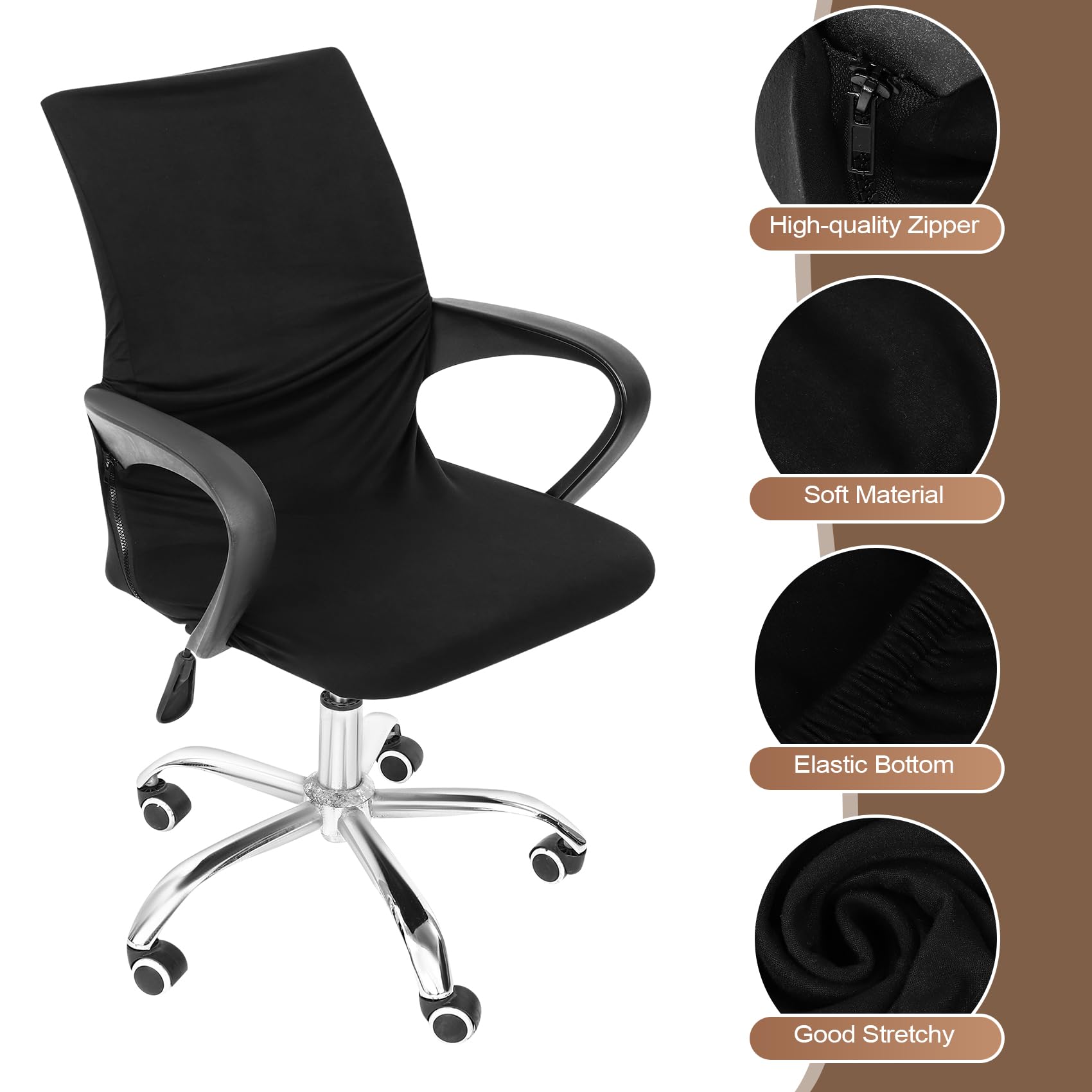 Dehnbarer Computer-/Bürostuhlbezug – Schwarzer Schutzbezug Waschbar, Für Stühle Mit Rückenlehne 36–50 Cm & Sitz 38–52 Cm