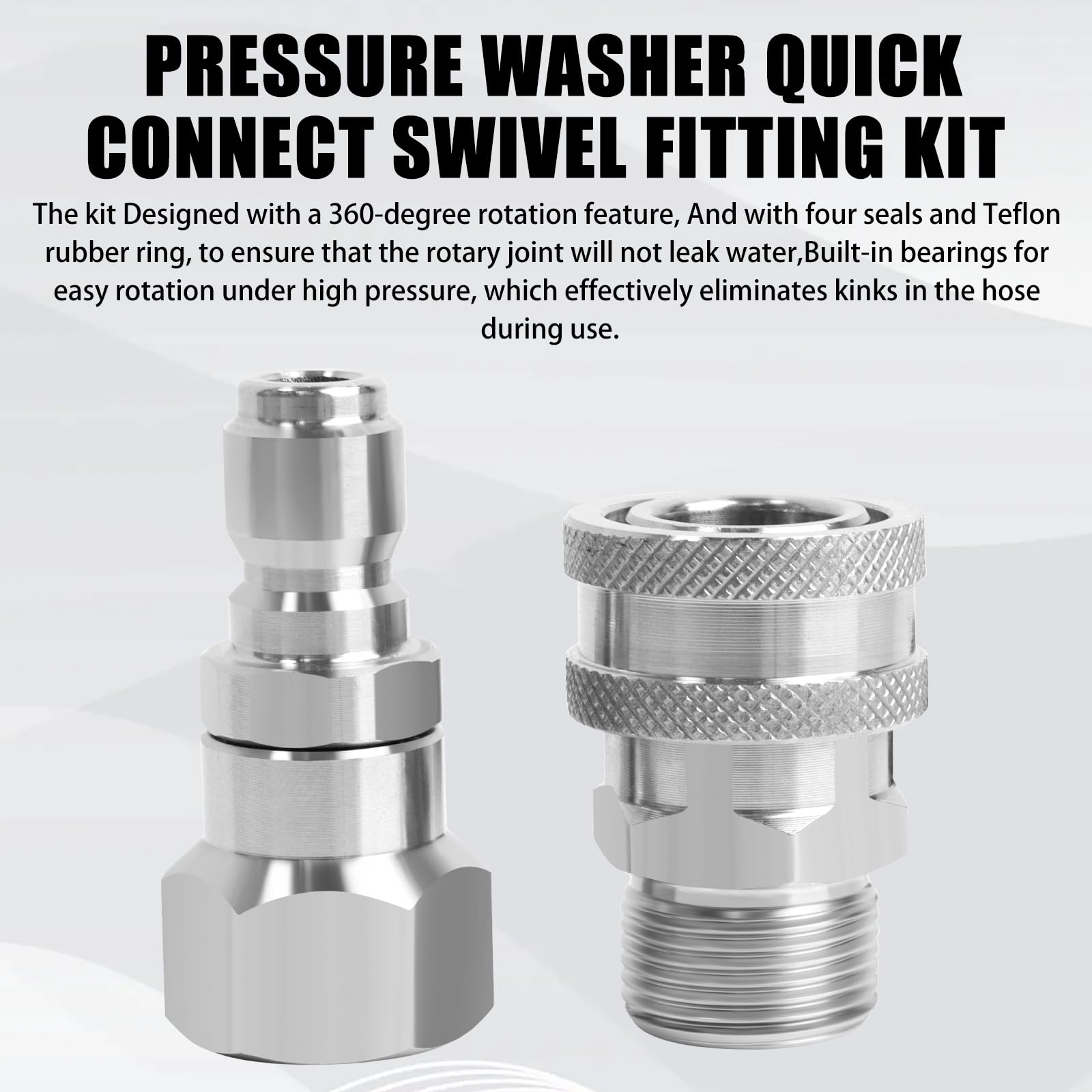 Kit de montaje giratorio antienredos de conexión rápida M22 a 3/8 pulgadas de conexión rápida y M22 macho de 15 mm a enchufe de conexión rápida de 3/8 pulgadas para manguera de lavadora a presión,