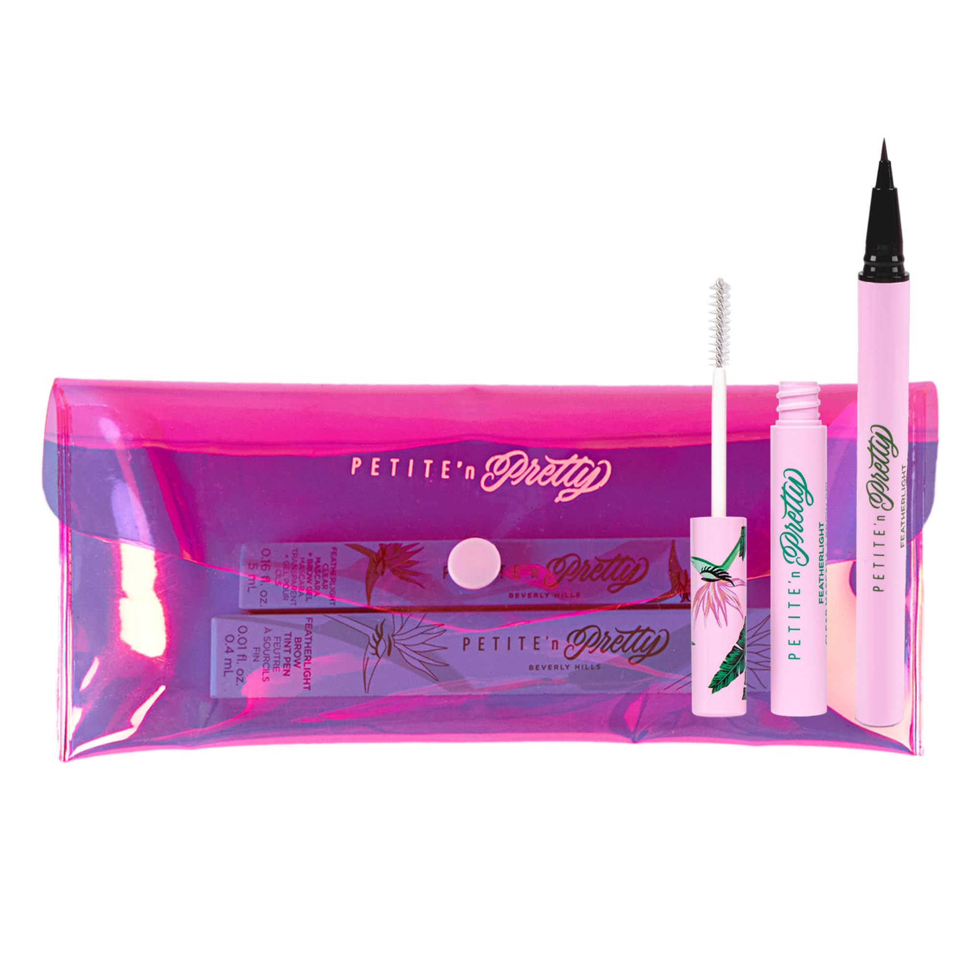 Petite 'n Pretty Best in Brow Makeup Kit - Featherlight Clear Mascara & Brow Gel, Eyebrow Pencil & Makeup Bag for Kids, Tweens and Teens - Natural,