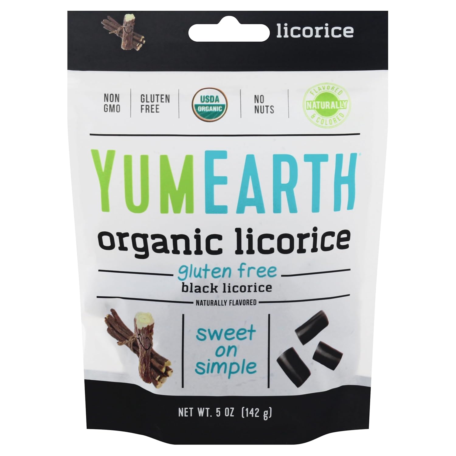 Y.umEarth Organic Black Licorice 5 oz (Pack of 6)