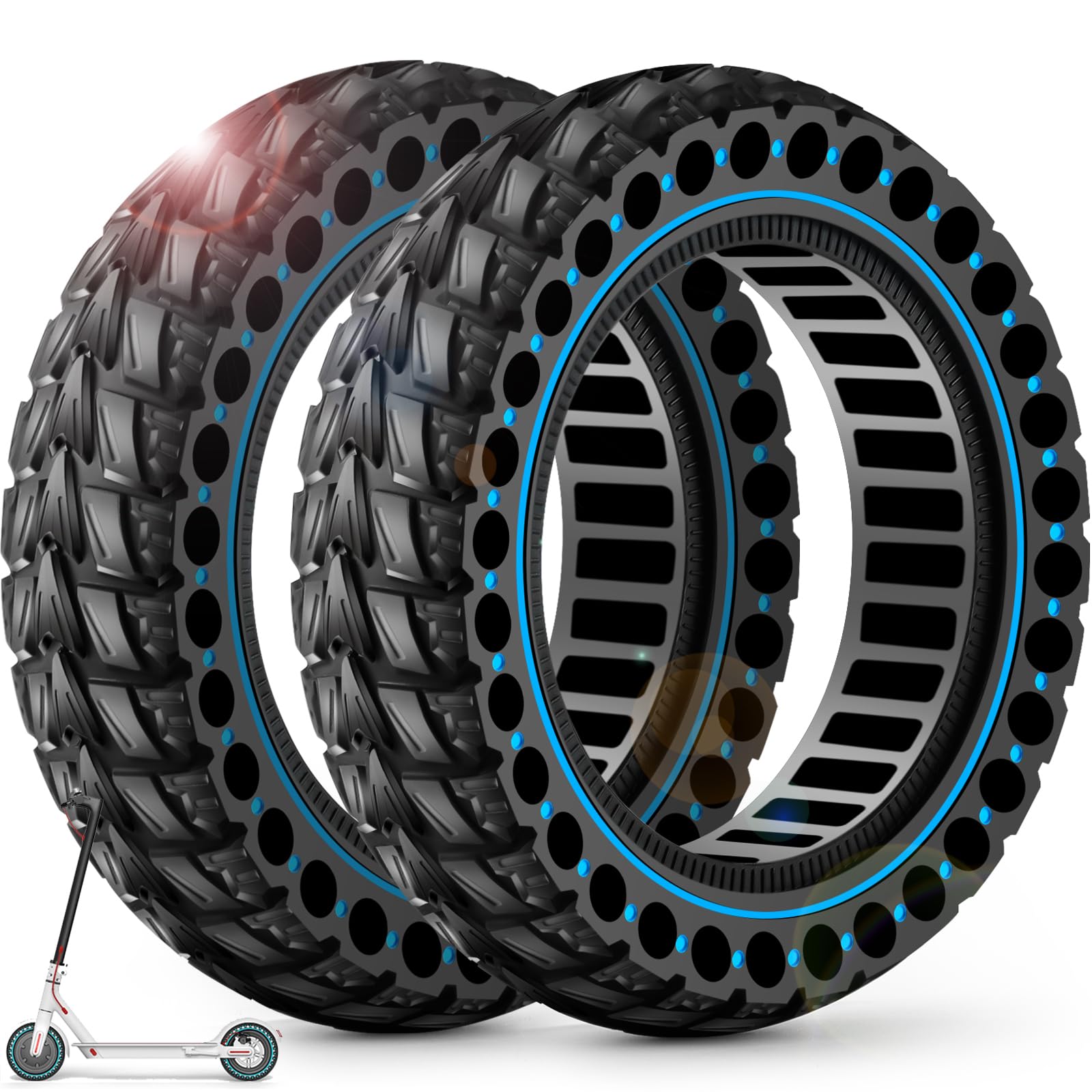 BANGTING 2PCS 60/70-6.5 Solid Tyre for Electric Scooter, 10x2.5 inch E Scooter Tyres, 10x2.5-6.5 Replacement Tire Compatible with Segway Ninebot Max G2/G30/G30D/G30E/G30E/G30LP/G30D 2/G30 Max (Blue)