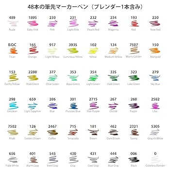 Amazon | Ohuhu マーカーペン 筆タイプ 48色 初心者 筆・太字