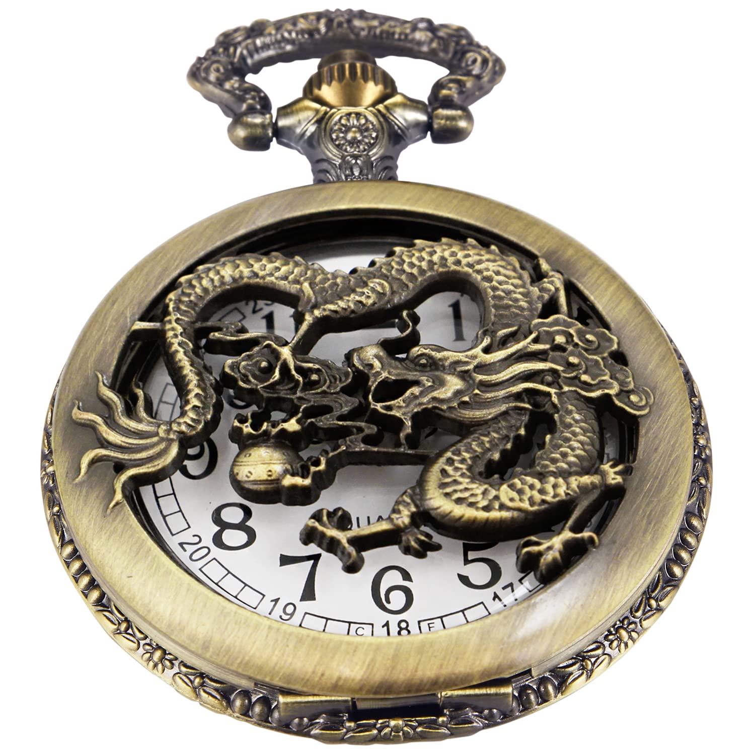 Men's Pocket Watch, Arabic Digital Dial Pocket Watches with Chain