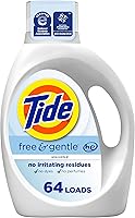 Tide Free & Gentle Liquid Laundry Detergent, 84 fl oz, 64 Loads - Dye-Free, Perfume-Free for Sensitive Skin