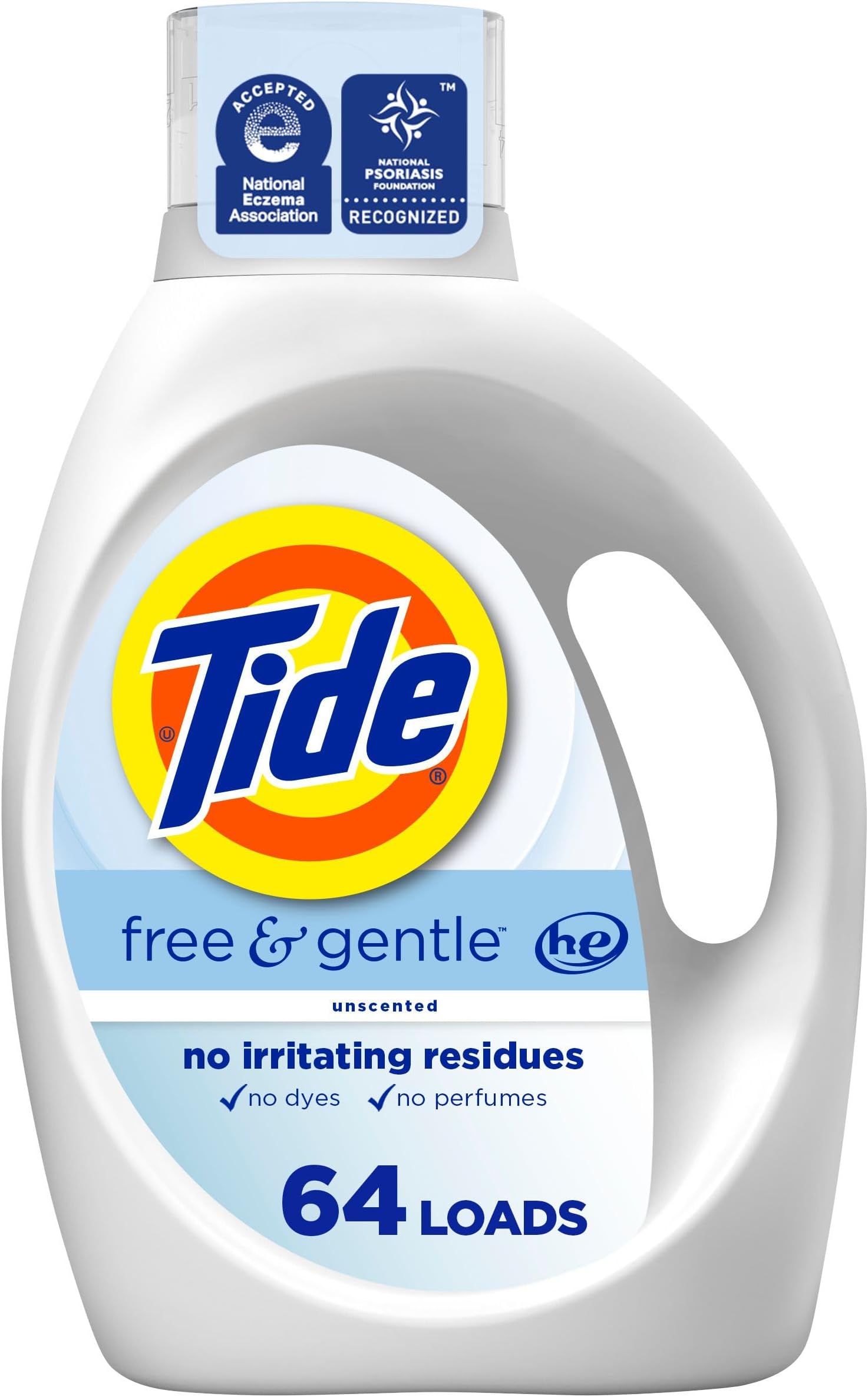 Free & Gentle Liquid Laundry Detergent, 64 Loads, 84 fl oz, Tide Laundry Detergent, Clean Laundry Detergent