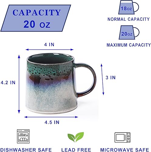 Miniatura 2 de Garnome Tazas grandes de café de cerámica, 20 onzas, hechas a mano, tazas de té grandes con asa para oficina y hogar, aptas para lavavajillas y
