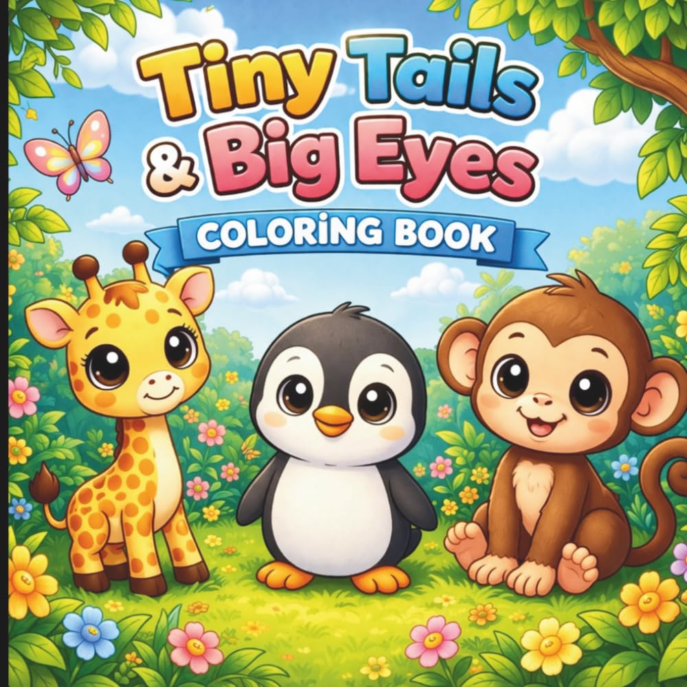 Tiny Tails & Big Eyes Coloring Book