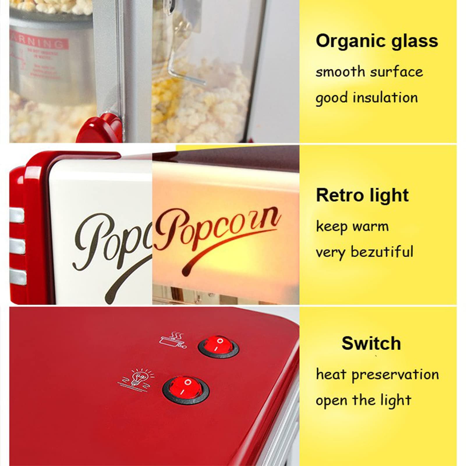 Maszyna Do Popcornu Na Gorące Powietrze O Mocy 330 W, Domowa Popcorn W Stylu Retro Z Automatycznym Wyłączaniem I Patelnią Zapobiegającą Przypalaniu Uniwersalna Patelnia Z Powłoką Nieprzywierającą Łat