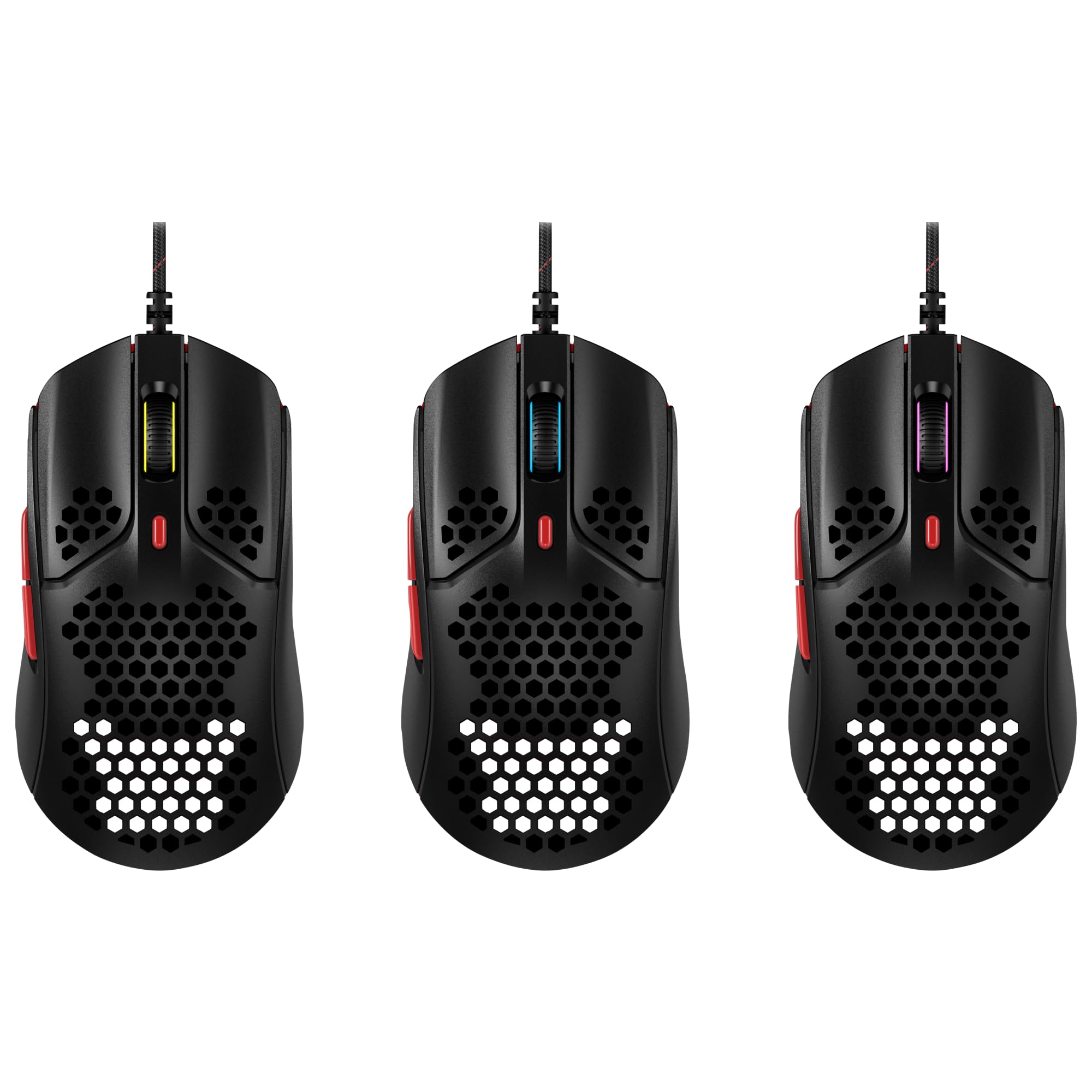HyperX Pulsefire Haste – Ratón para Juegos – Ultraligero, 59 g, Carcasa con patrón de Panal de Abejas, diseño Hexagonal, Cable Hyperflex, hasta 16.000 PPP, 6 Botones programables