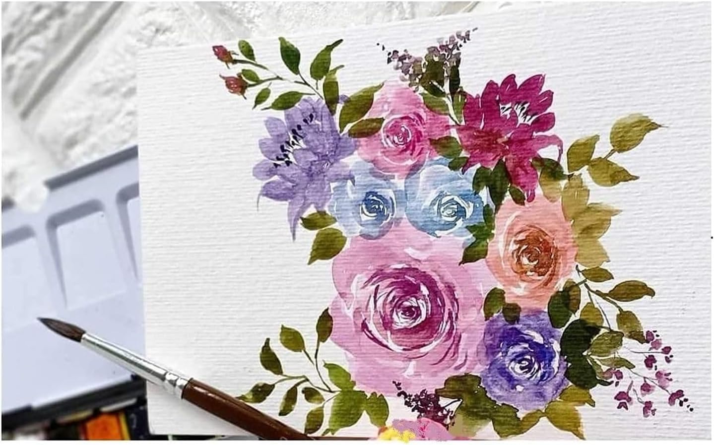 Sennelier Peinture Aquarelle.SET DECOUVERTE - fleuri .kit Marie Boudon et 2 cartes postales