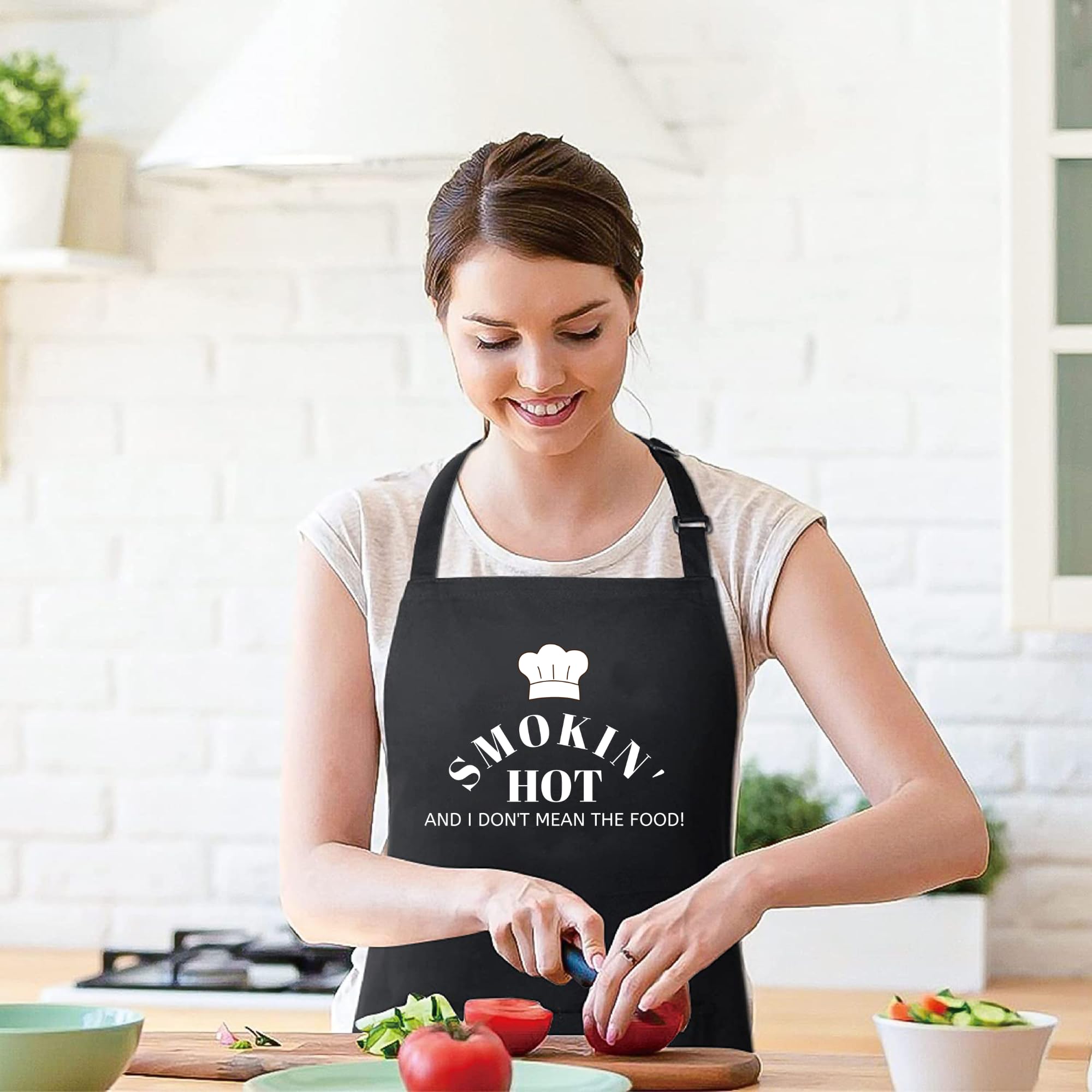 Smokin Hot and I Dont Mean the Food Delantales para hombres, divertido delantal impreso, regalo para ella, delantal de chef, delantal de cocina, delantal de barbacoa, regalo para hornear, regalo del