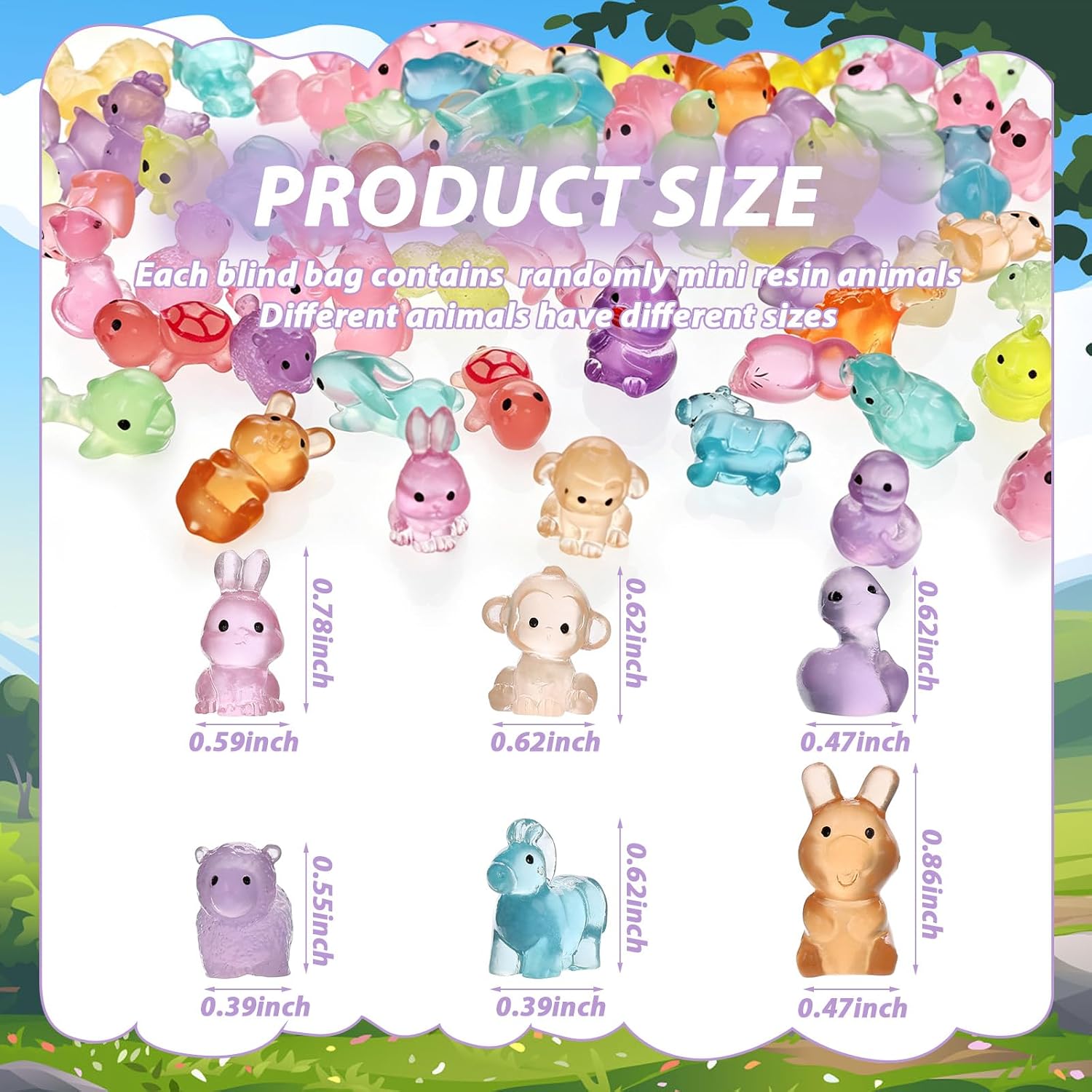 300Pcs Mystery Blind Bags Bulk Mini Resin Animals Figures Classroom Prizes