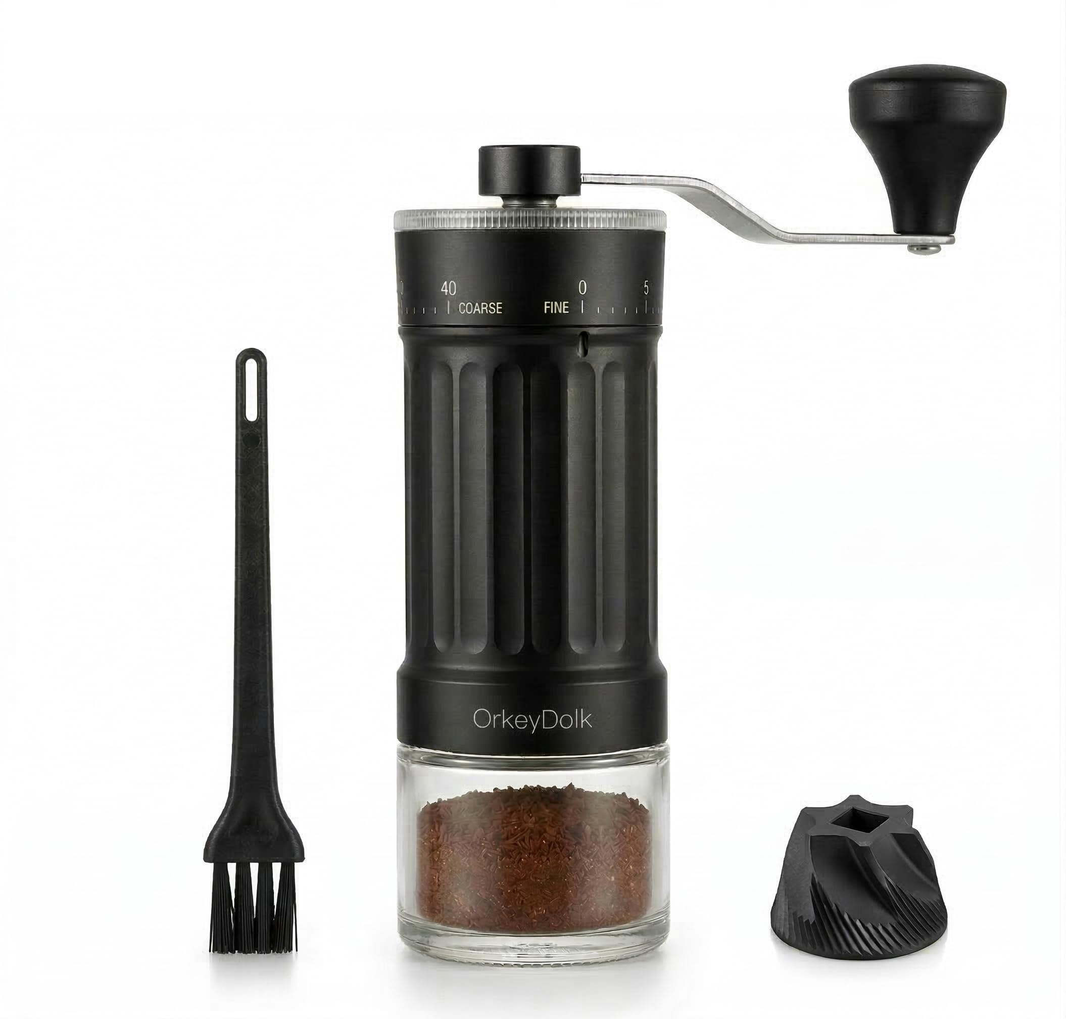 OrkeyDolk® Externer, verstellbarer manueller Kaffeemühle mit hochpräzisem, zeitgemäßem Kegelmahlwerk aus Keramik, 40-stufige Einstellung, geeignet für Aeropress, Pour Over und Moka-Kannen.