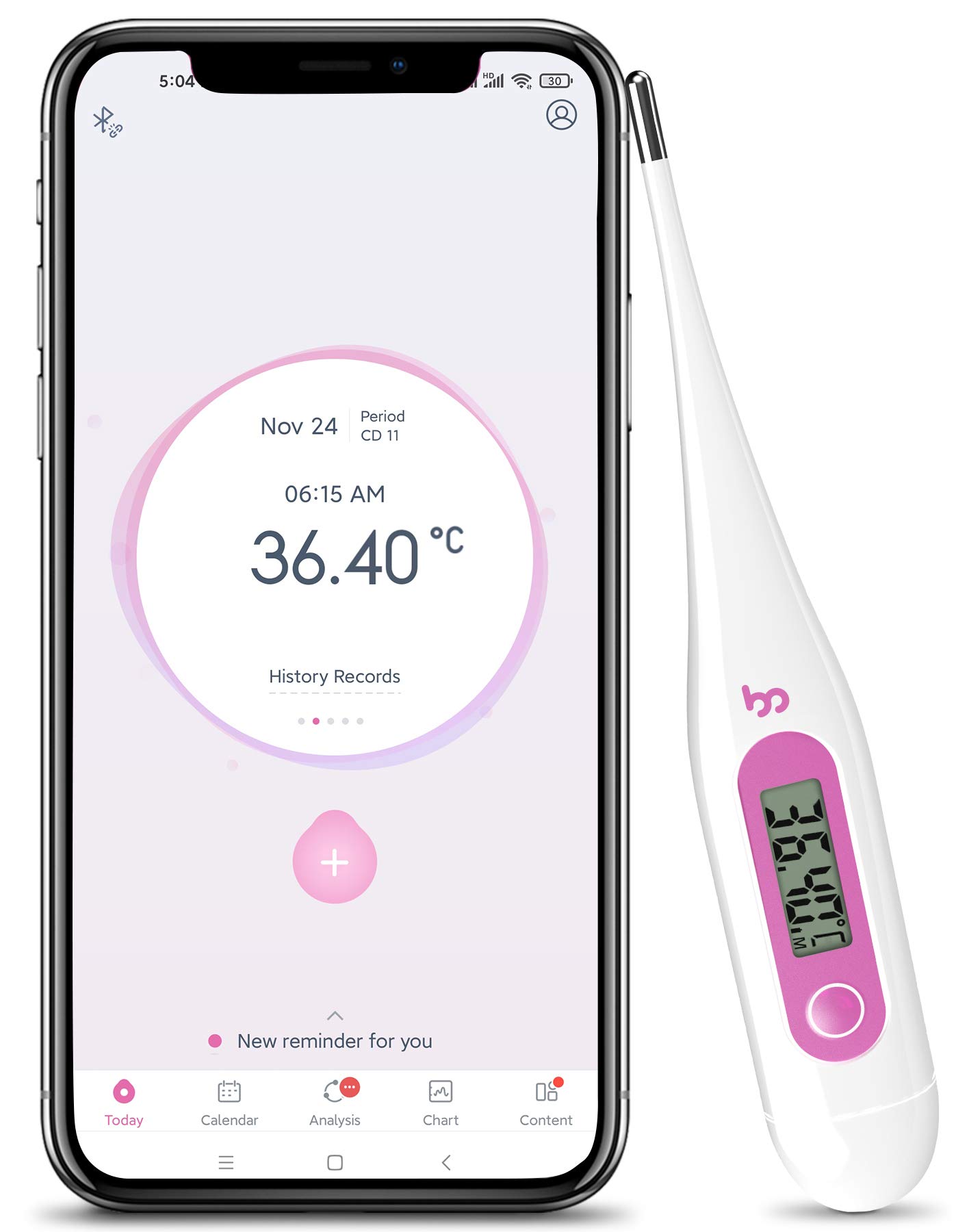 Digital Basal Body Thermometer, femometer Fertility Monitor Record BBT