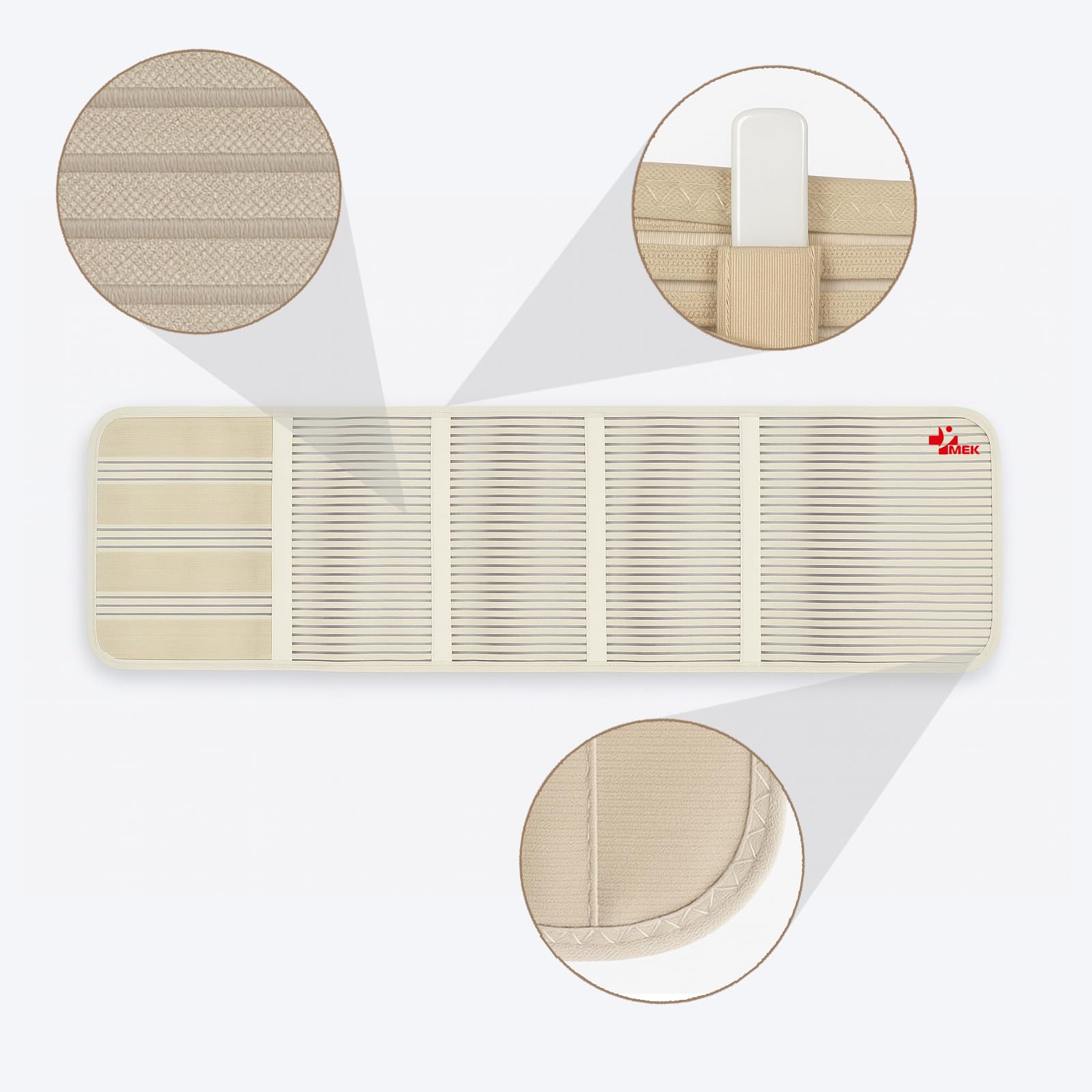 MEK 3002 Medizinische Bauchbandage mit Anti-Roll-System | Postoperativer Bauchgurt gegen Einrollen | 27 cm hoch, Atmungsaktiv, CE-Zertifiziert, **Beige (Hautfarben)** XL