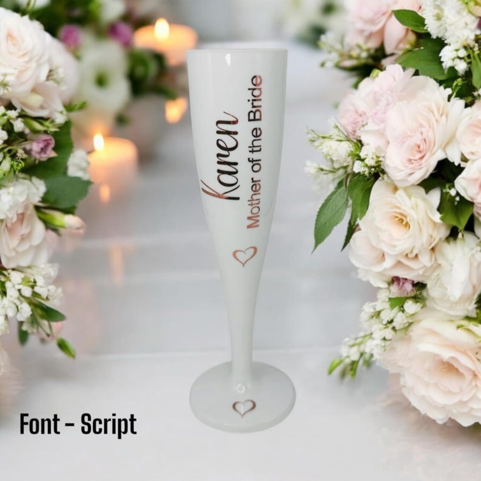 Flute da champagne bianche personalizzate, con nomi diversi, regalo per damigella d'onore, addio al nubilato, bomboniere per ospiti (6 pezzi)