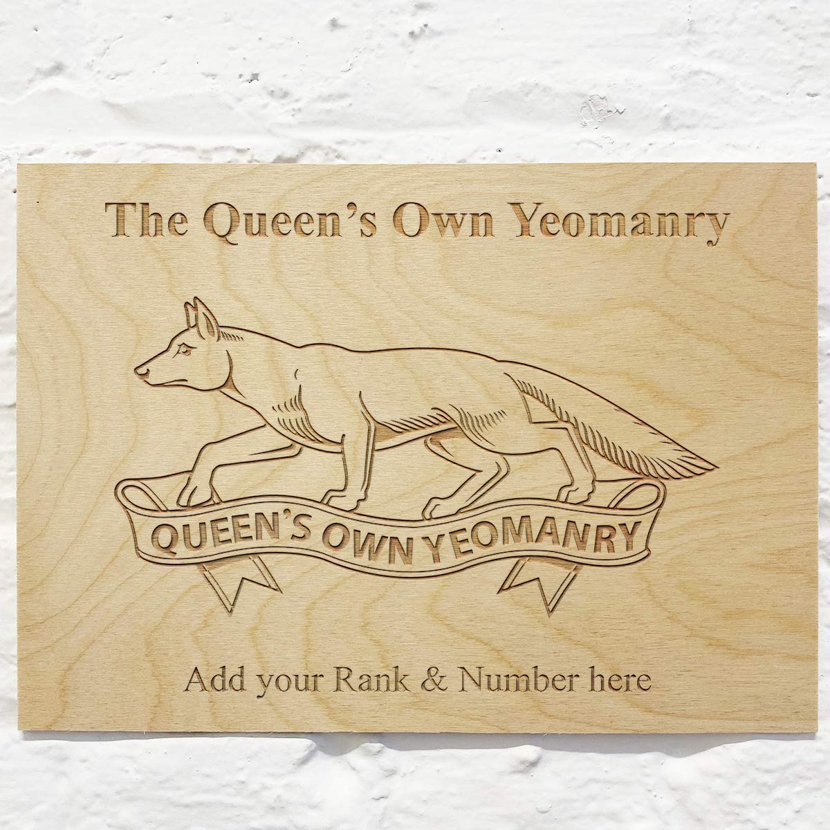 The Queen's Own Yeomanry Personalised Add Name Custom Wooden wall sign Plaques 21x30cm (8.2x"11.8")