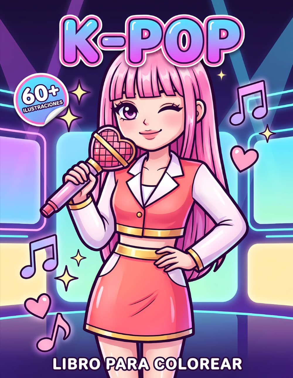 Libro para Colorear K-Pop: Ilustraciones Fáciles Con Personajes Adorables, Música Pop, Moda Escénica Y Momentos Creativos Relajantes