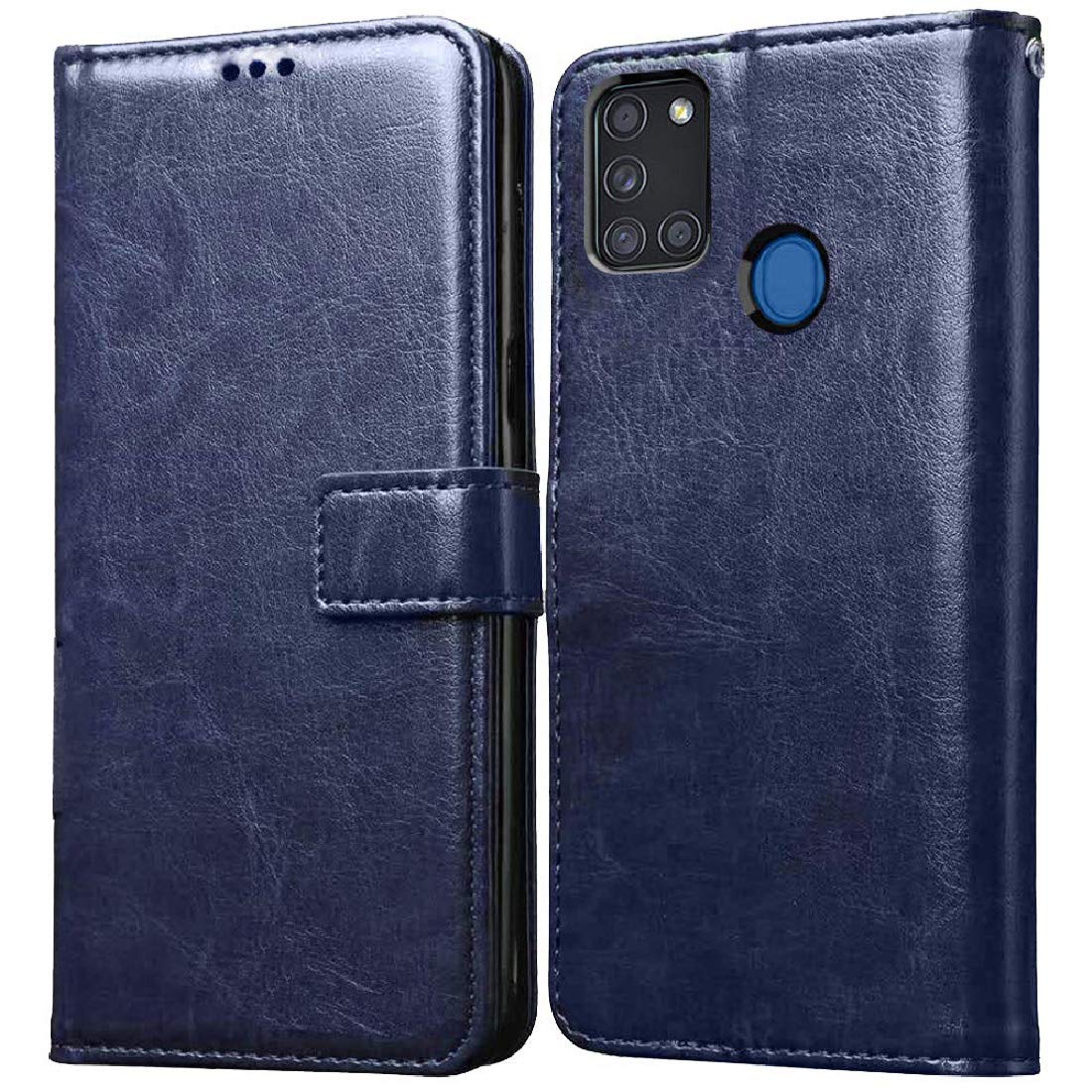 Amazon Brand – Solimo Flip Leather Mobile Cover (Soft & Flexible Back case) for Samsung Galaxy A21s (Blue) offers donot miss Amazon Brand – Solimo Flip Leather Mobile Cover (Soft & Flexible Back case) for Samsung Galaxy A21s (Blue) offers donot miss