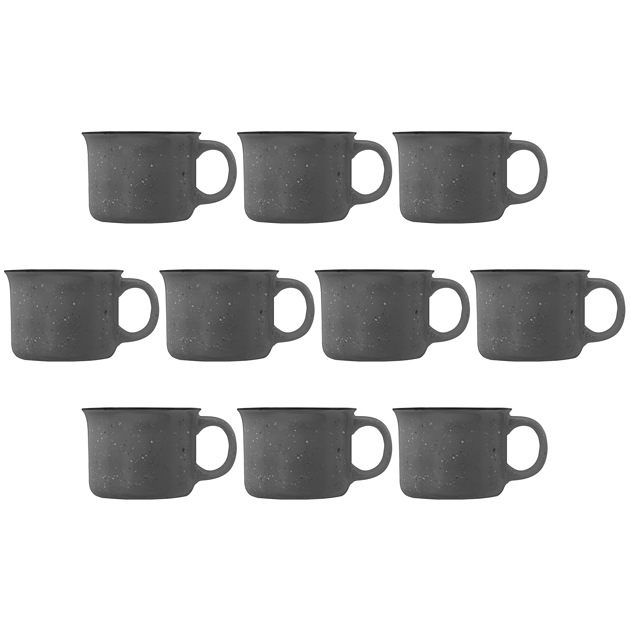 DISCOUNT PROMOS 10 Bijou Ceramic Campfire Coffee Mugs Set, 8 oz. - Ceramic, Speckled, Sturdy, C-handle - Grey