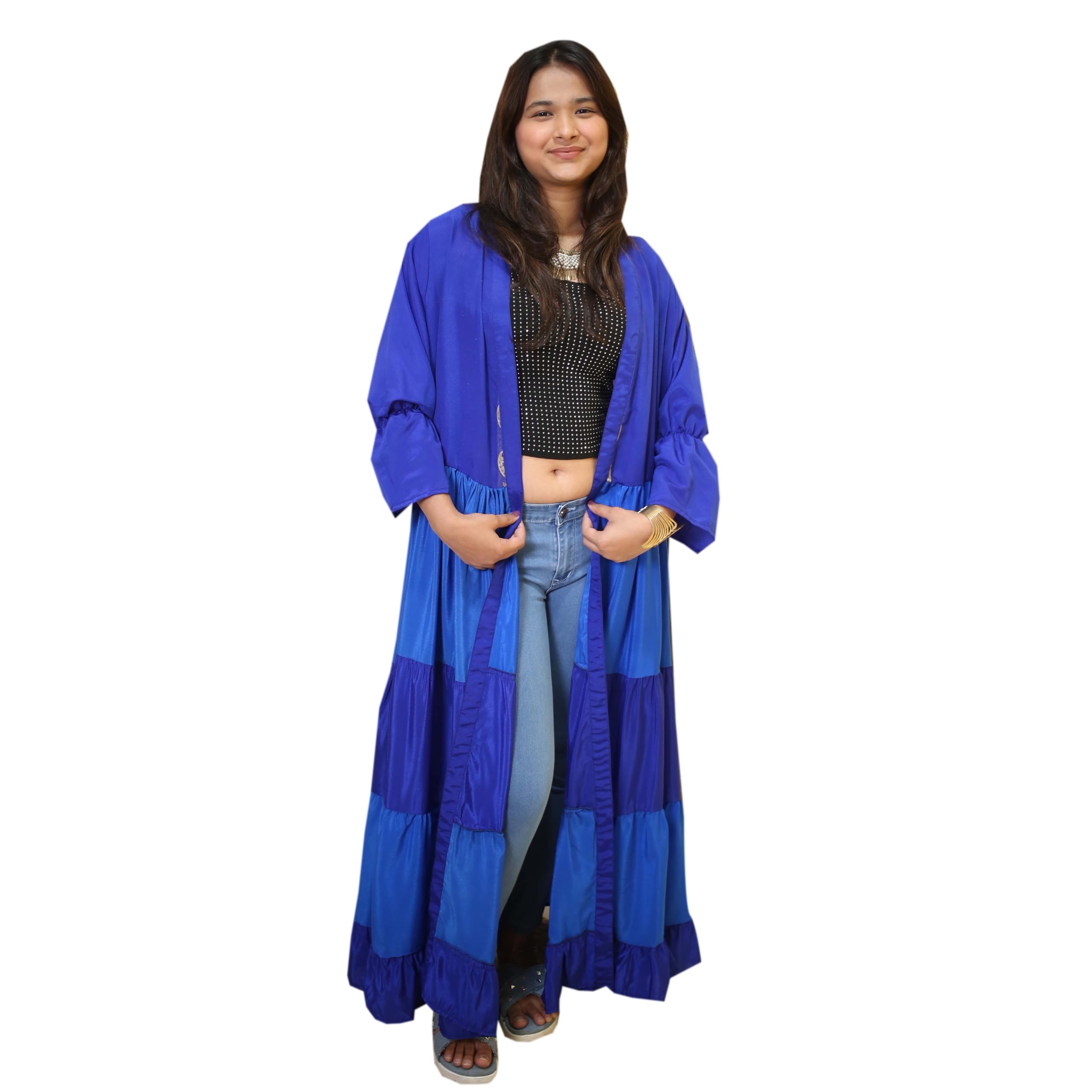 Kaftan Dress for Women Stylish | Floor Length Long Shrug Georgette | Open Front Flowing Pattern | Lightweight Casual Wear | Versatile Kaftan for Women Fashion | Perfect for Every Season-image-18