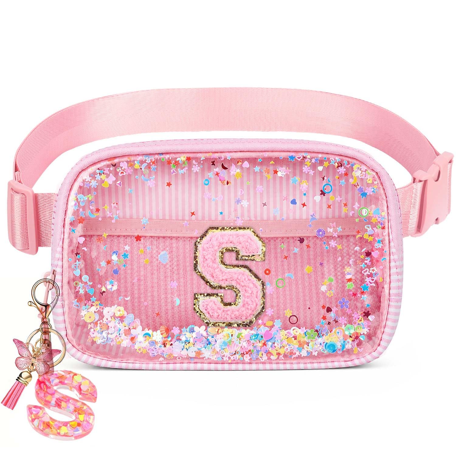 Initial Fanny Pack for Girls - Belt Bag for Teens Kid Teen Girl Kid Birthday Gift Pink S
