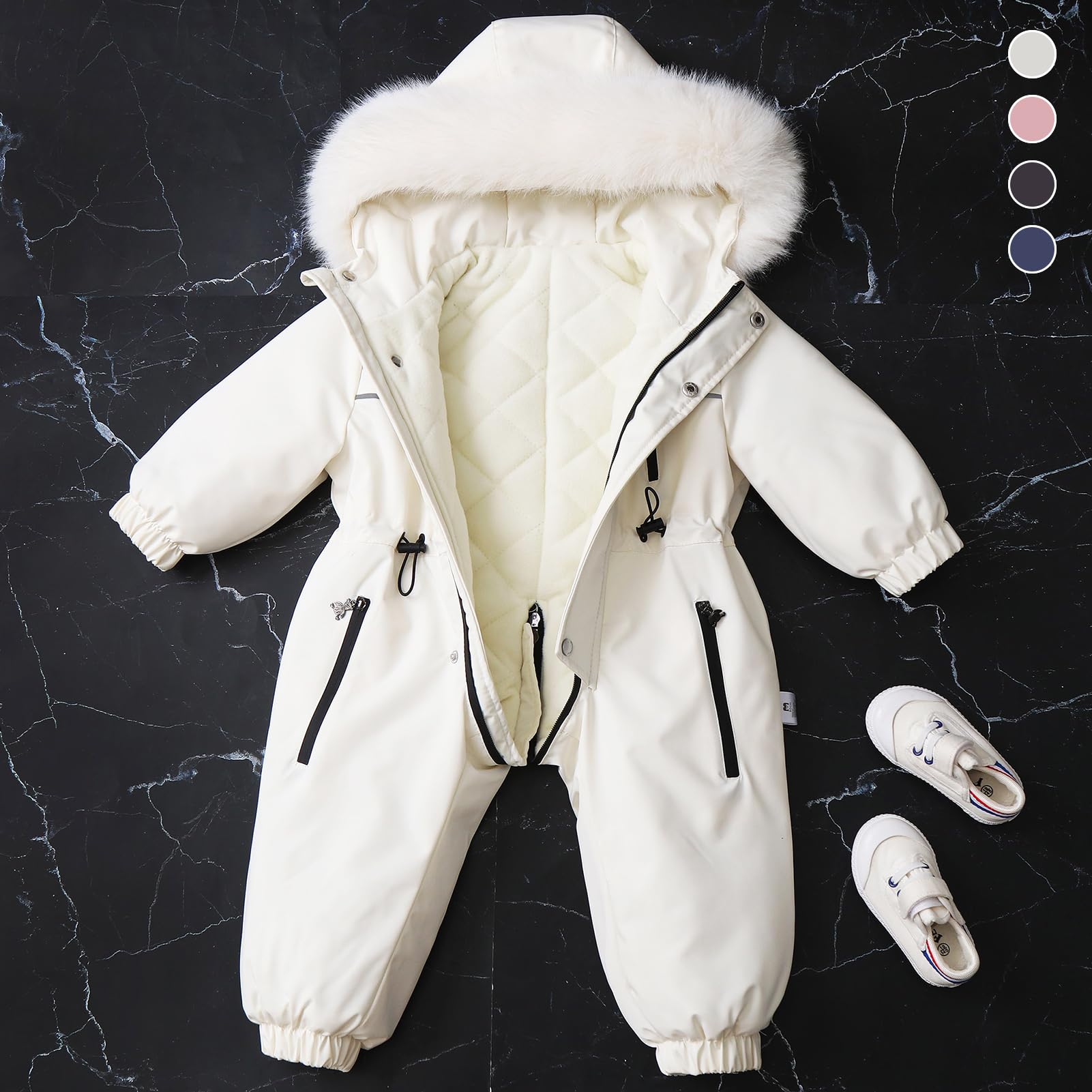 Traje de Nieve Bebé con Capucha Peleles Mono de Color Sólido y Delgado Traje de Esquí Niños Niñas Impermeable