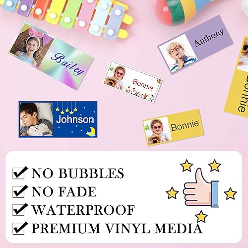 Miniatura 4 de 78 etiquetas personalizadas para niños con fotos impermeables, etiquetas de nombre personalizadas para suministros escolares, guardería, botellas de