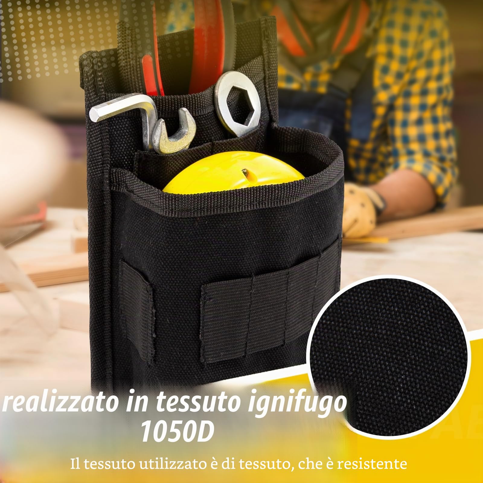 Marsupio Porta Attrezzi, Porta Attrezzi da Cintura, Borsello Lavoro da Lavoro, Tessuto Oxford, Piccola Borsa Elettricista, Impermeabile per Tecnici, Tecnici di Manutenzione, Elettricisti（Nero）