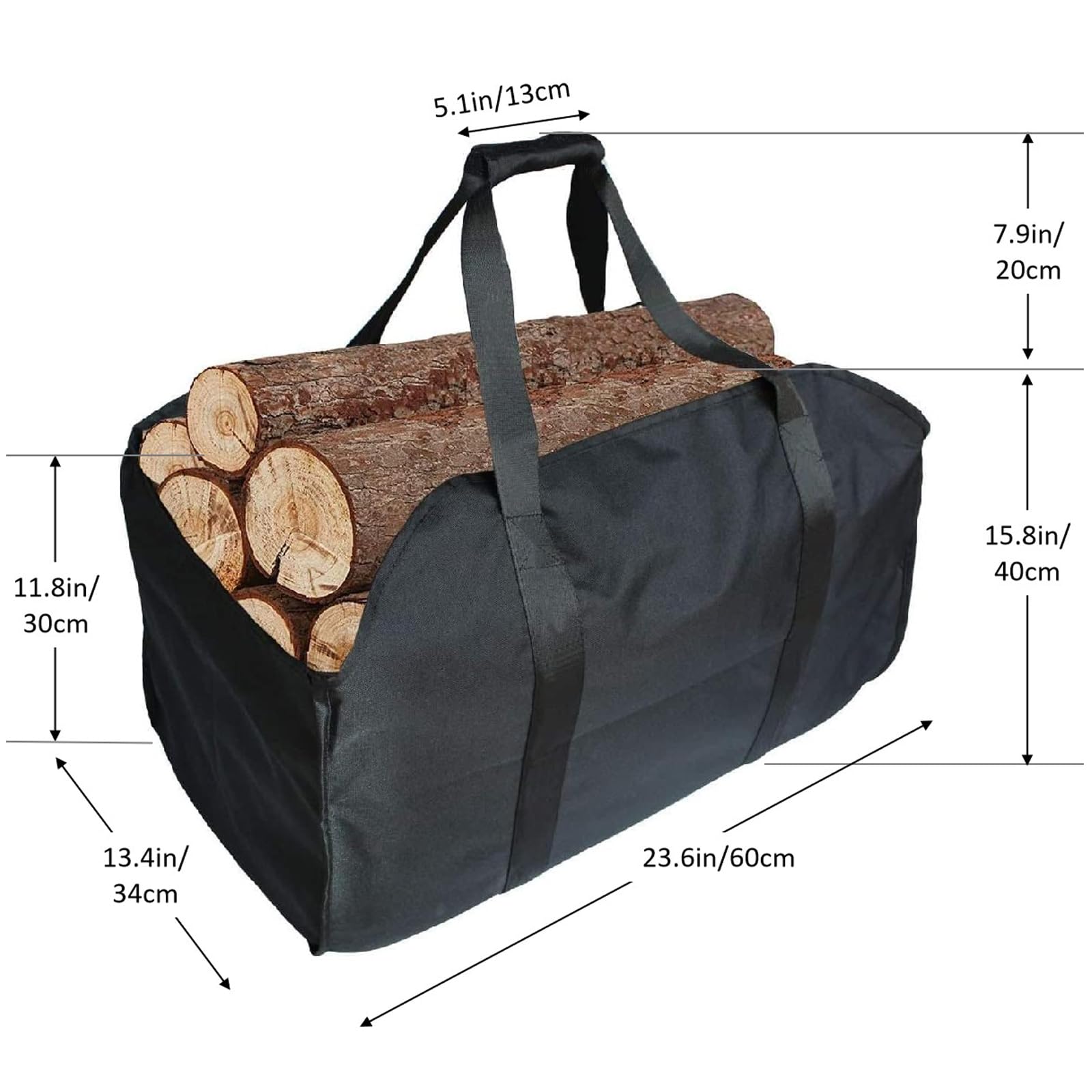 Borsa Pieghevole per Legna da Ardere - Porta Tronchi Resistente all'Acqua in Tela per Camino - Con Manico per Trasporto Interni