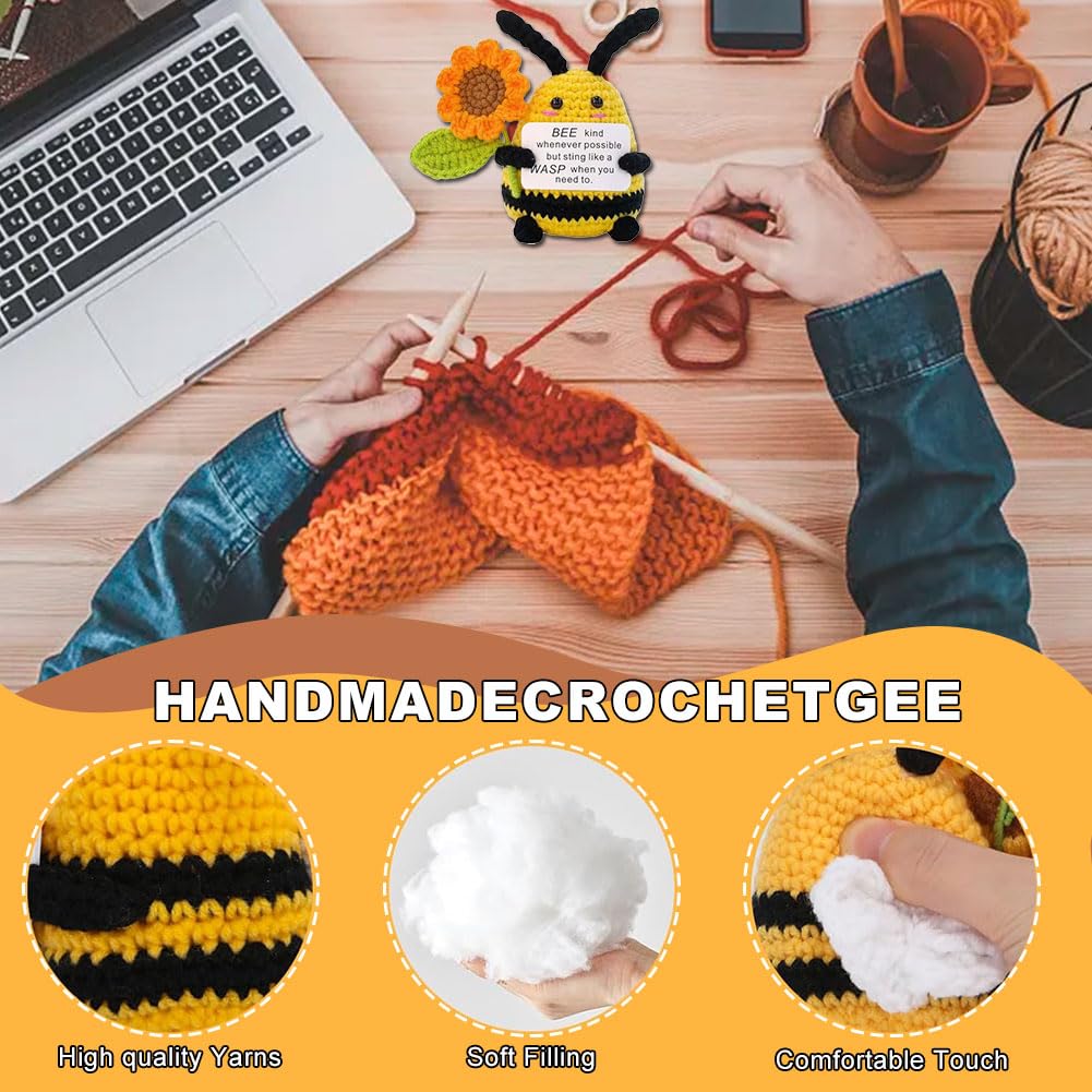 DiiWmme Handmade Emotional Support Crochet Bee Doll with Uplifting Cards - Image 3