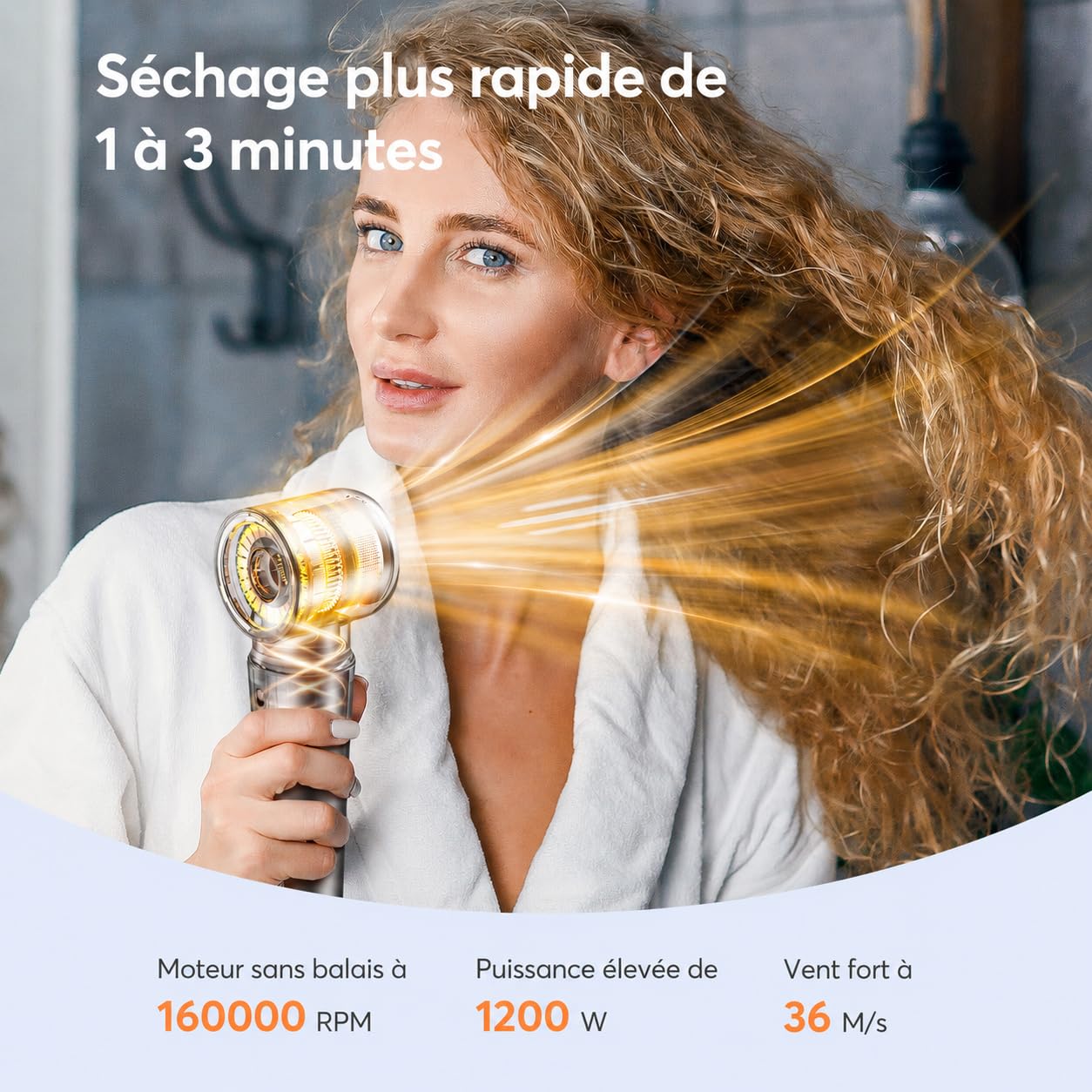Bopcal Hair Styler 5 en 1, Seche Cheveux Professionnel 160000 RPM, Brosse Soufflant avec Ionique, Fers à Boucle Automatique pour les Boucles, le Volume et le Lissage 18