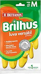 Brilhus - Luva de Látex Versátil, Tamanho M, Cor Amarela, Bettanin