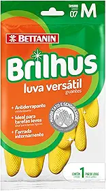 Brilhus - Luva de Látex Versátil, Tamanho M, Cor Amarela, Bettanin
