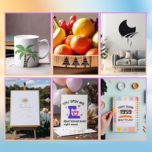 Miniatura 7 de LOFFA Rollo de vinilo permanente holográfico plateado de 12 pulgadas x 6 pies, vinilo adhesivo brillante para todas las máquinas cortadoras, para