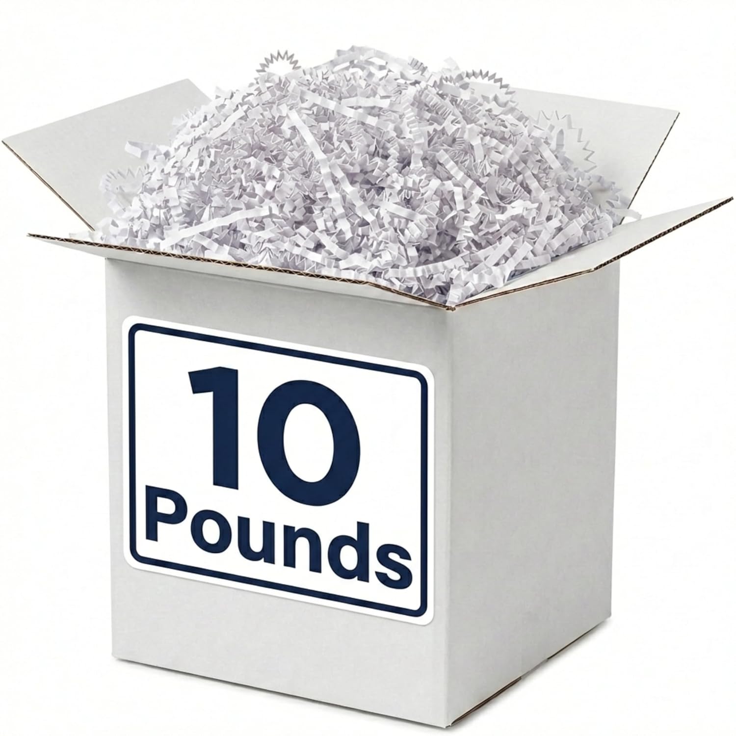 BOX USA White Crinkle Paper Filler (10lb, 1 Pack) - Shredded Paper for Basket Stuffing, Shipping, Packaging, Confetti, Crafts & Holidays - Crinkle Cut